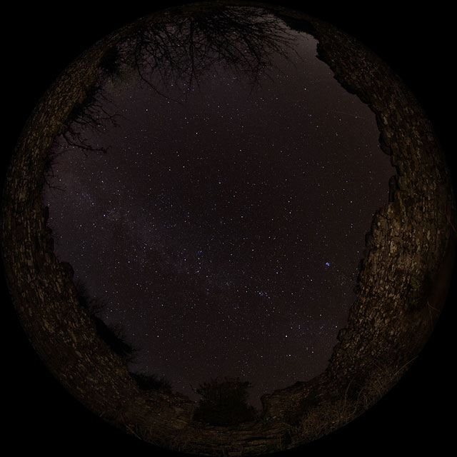 Starry skies over a ruined town