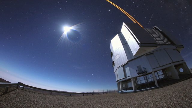 Moon and lasers in the sky