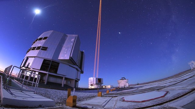 Moon, lasers and the Milky Way