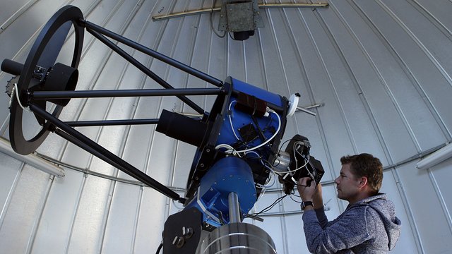 The TRAPPIST–South telescope in its dome at La Silla