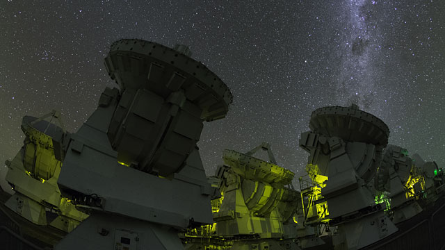 ALMA Japanese antennas at night