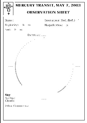 Observation sheet