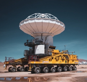 Image of an ALMA antenna on a transporter