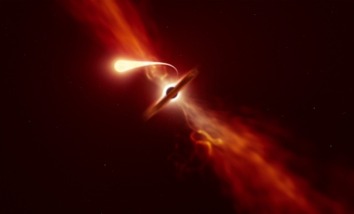 Artist’s impression of star being tidally disrupted by a supermassive black hole Artist’s impression of star being tidally disrupted by a supermassive black hole